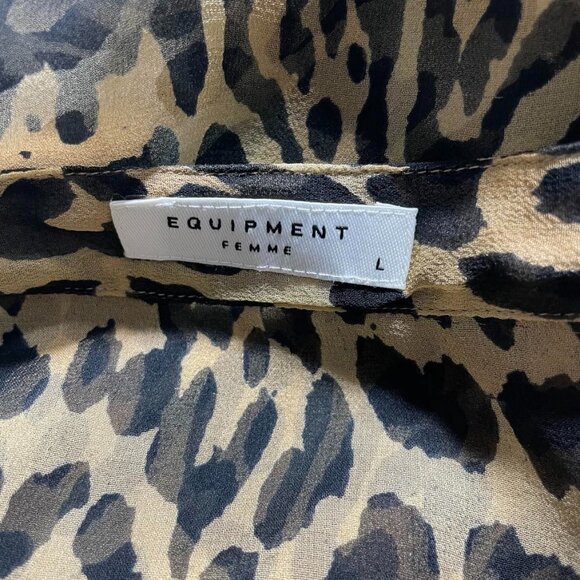 Equipment Size Large  Top Blouse Animal Print Leopard Cheetah Sleeveless - Picture 5 of 7